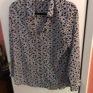 Long sleeve v neck sheer blouse